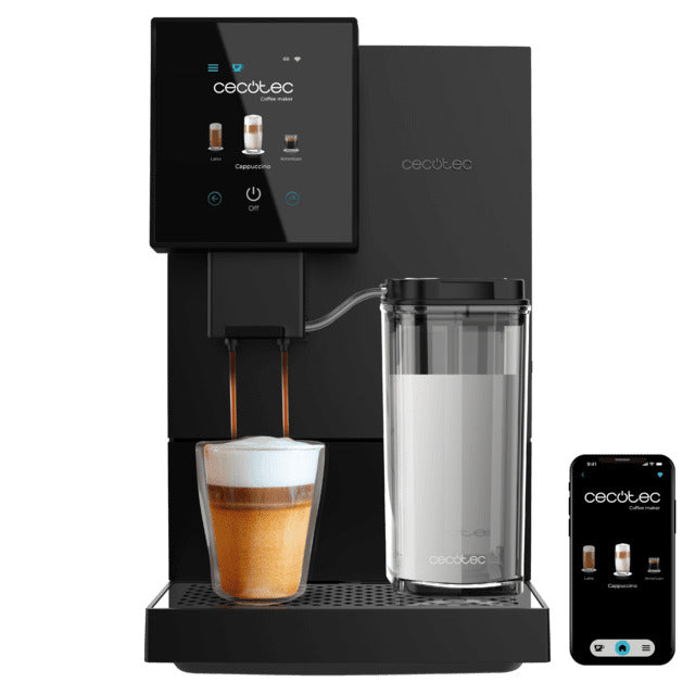 Cremmaet Compactccino Connected Compact super-automatic coffee machine with 19 bars, TFT screen and Wi-Fi, milk tank and Thermoblock system.